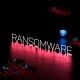 RANSOMWARE digital text, word, data security threat. Ransomware concept, banner. 3D render
