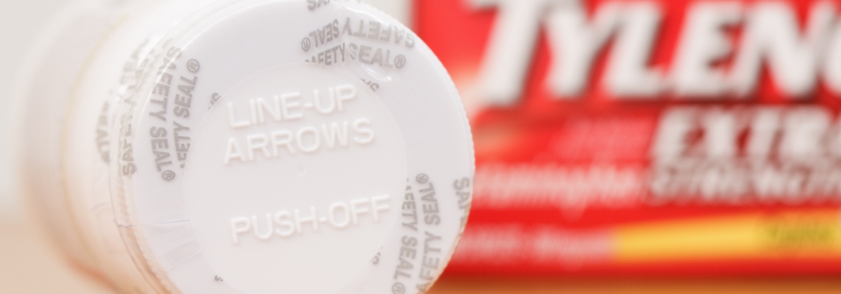 Safety Seal and Opening Instructions on Tylenol Bottle