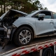 Rental Vehicle crashed to tree on country road in Between Ardino and Karzdhali, Rodophi Mountains and Car was loading to Tow truck from and securing from wheels to be stable on road.