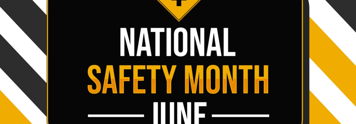 National Safety Month Wallpaper Design in Yellow and Black Color. June is observed as safety awareness month