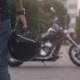 motorcycle driver and helmet