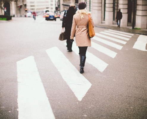 pedestrians in a crosswalk