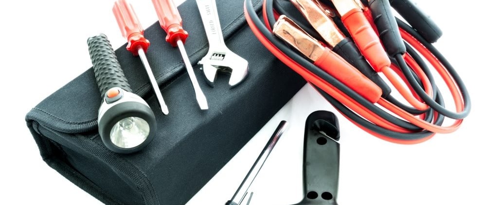 jumper cables and tools