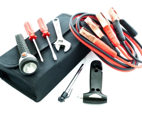 jumper cables and tools
