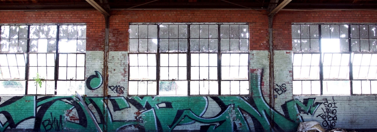 graffiti wall in a warehouse