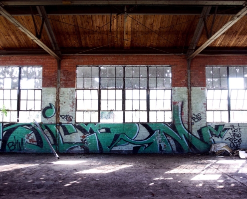 graffiti wall in a warehouse