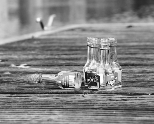 empty liquor bottles