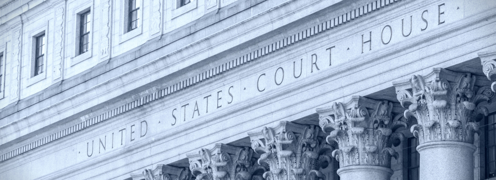 United States Court House. Courthouse facade with columns, lower Manhattan New York USA